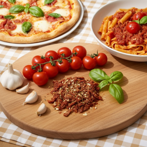 Pomidory z czosnkiem i bazylią (bez soli) 