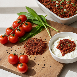 Pomidory z czarnuszką i czosnkiem niedźwiedzim (bez soli) 